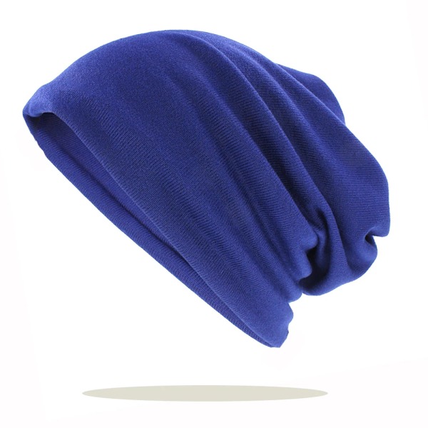 Två-i-ett-mössor Skullies Beanies Herrar Kvinnor Lös Sittande Mjuk Höst Vår Kemoterapi Varma Hattar Dam Tunn Flick Scarf Förlust Alopecia Feminino Ht227 Blue For 54-58 cm
