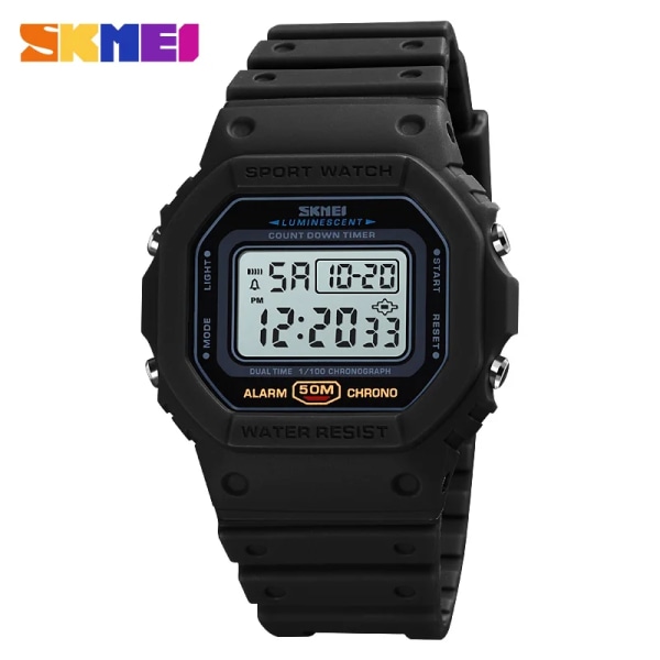SKMEI 1628 2 Time Count Down Herr Armbandsur Mode Retro Man Klockor reloj hombre Multifunktionell Digital Sport Watch Herr Black White
