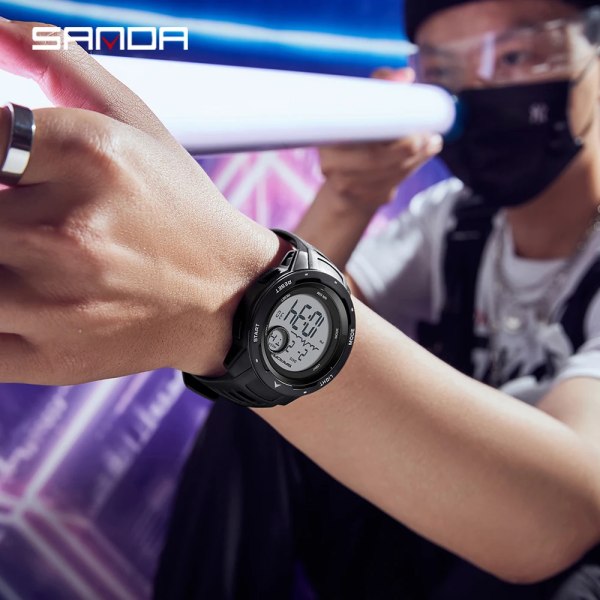 Mode Sanda Toppmärke Sport Män Klockor Countdown Vattentät Led Digital Watch Man Militär Armbandsur Relogio Masculino 2125 Armygreen