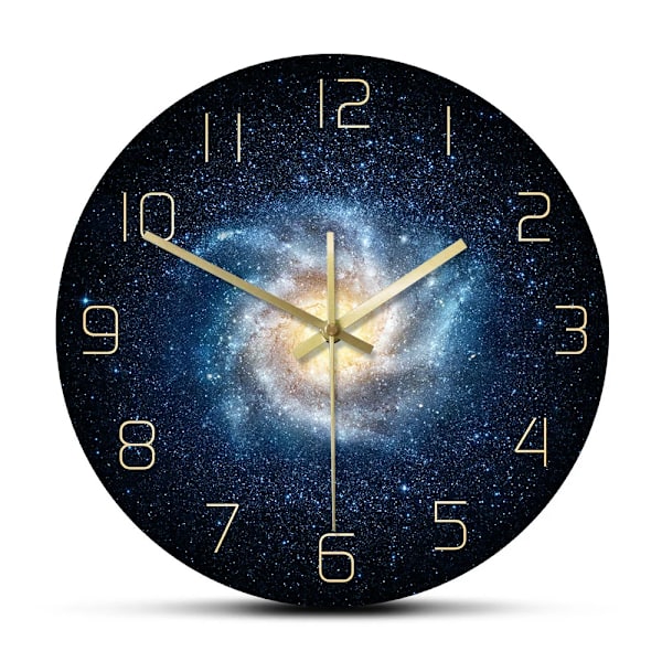Galaxy Yttre Rymden Väggklocka För Vardagsrum Tyst Klocka Nebula Stjärnor Väggkonst Abstrakt Universum Heminredning Astronomi Gåvor White Frame With LED
