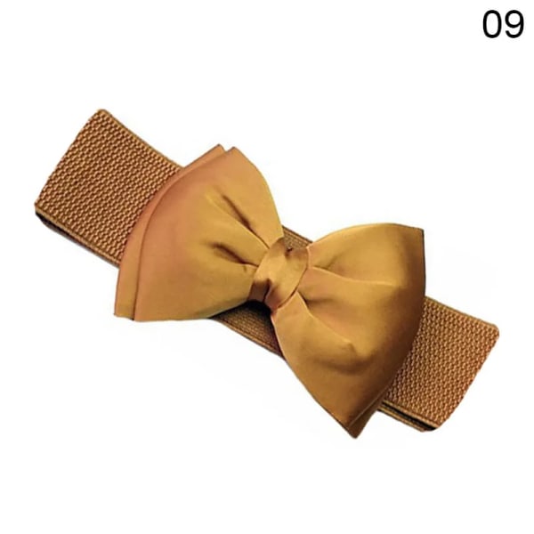 Nya kvinnor rosett Cummerbunds Elastisk rosett Bred Stretch Bukle Midjeband Bälte 12 färger Mode Flicka Klänning Accessoarer Midjebälten Camel One Size