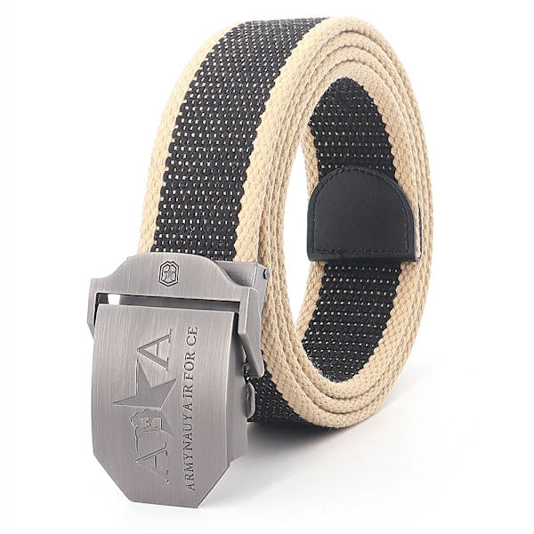 Män och kvinnor Militär canvas bälte metall automatiskt spänne utomhus militär träning taktiskt bälte polis unisex jakt jeans gördel Black rice edge 130cm