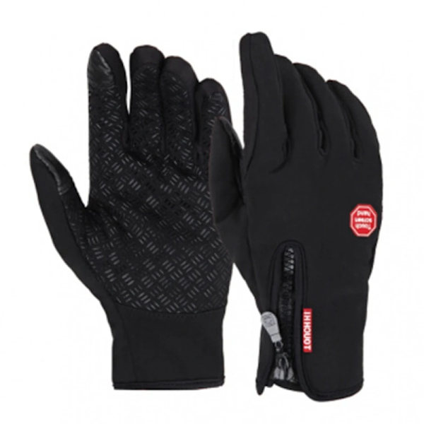 Nya Cykelhandskar med pekskärm Vinter Thermal Vindtät Varm Helfinger Cykelhandske Halkskyddande cykelhandskar för män och kvinnor Black XL