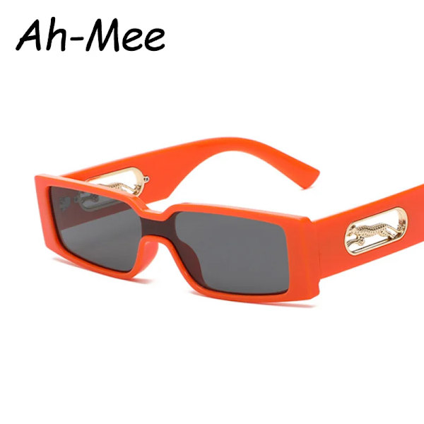 Rektangulära solglasögon Dammode Lyxmärke Designer Fyrkantiga solglasögon Män Klassiska Leopard Punk Glasögon Skärmar UV400 orange show as picture