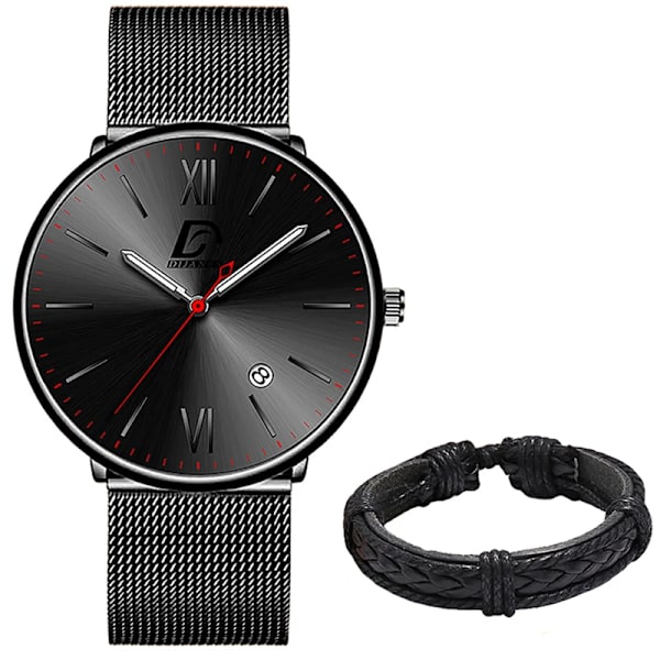 2023 Lyx Herrklockor Guld Armband Rostfritt Stål Mesh Bälte Kvarts Watch Herr Kalender Lysande klocka AS Show 18