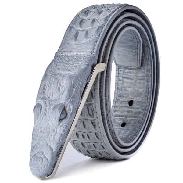 Plyesxale Brand Herrbälten Lyxigt Läder Designerbälte Herr Hög kvalitet Ceinture Homme Crocodile Cinturones Hombre 2022 B2 Gray 105CM