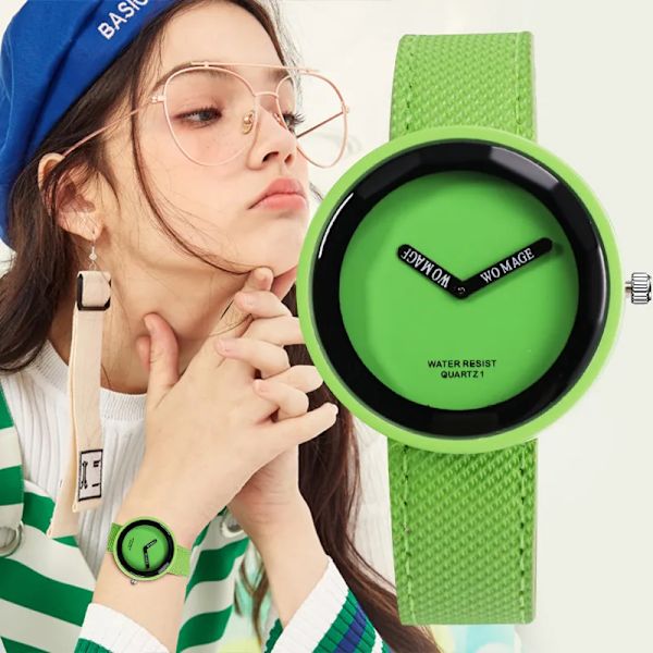 Nya kvinnor kvartsklänning klockor Elegant Pu-läderrem Casual Armbandsur Kvinna Montre Kvinnor Relogio Feminino bayan kol saati Green