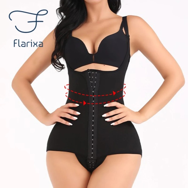 Flarixa Solid Shaping Vest Bodysuit Magekontroll Rumpan lyfter öppen byst Kroppsformare Kvinnor Shapewear Magen Smalning Underkläder Black L