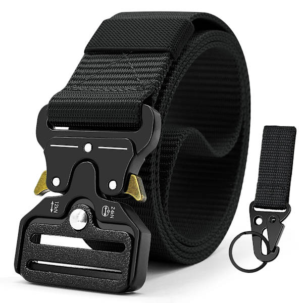 Herrbälte Army Utomhus Jakt Kompass Taktisk Multi Combat Survival Marine Corps Canvas För Nylon Man Lyxbälten zdyd-BKset 125cm