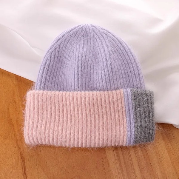 Ny Pom Pom-hatt med moderiktig sömnad i färg - vinterhatt för flickor och kvinnor - varma mössor av hög kvalitet med Pom Pom purple only hat 54-60cm