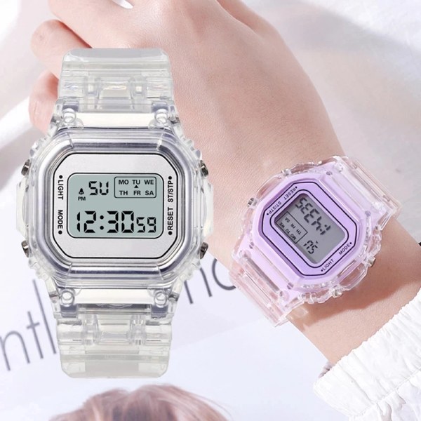 Transparent Digital Watch Square Damklockor Sport Elektronisk Armbandsklocka Watch Mujer Klockor Style 12