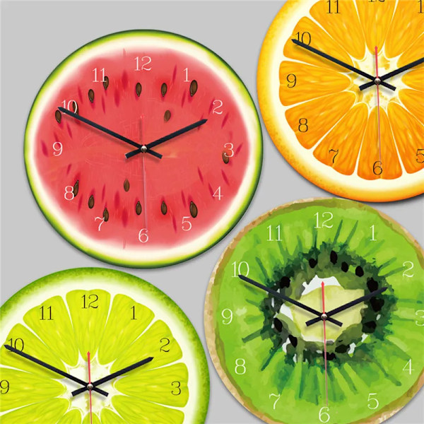 Färska Frukt Väggklockor Heminredning Hängande Citron Kök Klockor Reloj De Pared Dryckesbutik Dekoration Specialpresent Sommar CC098