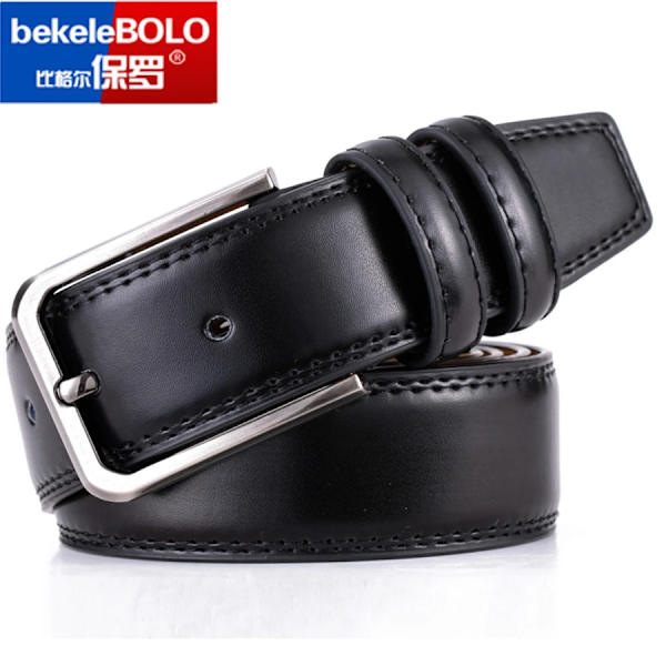 Bekele bolo Herr Bälte i äkta läder Brunt och svart Business Dress Bälten för män SWFK-Black 100cm