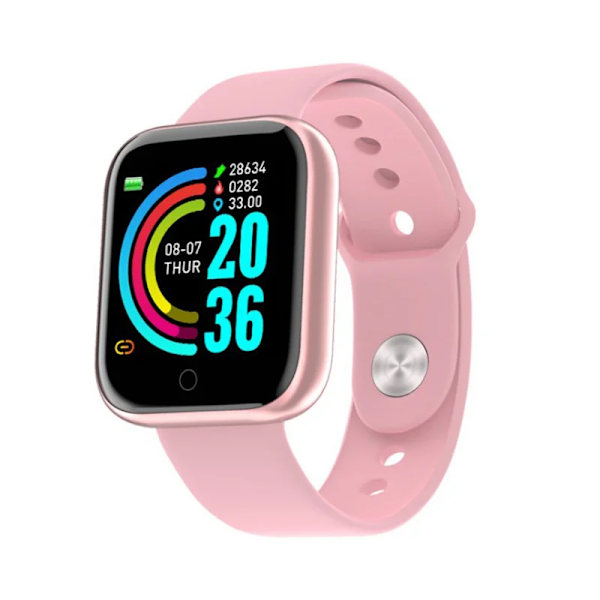 D20 Y68 Smart Watch Bluetooth Svara samtal Sport Fitness Tracker Custom Dial Smartwatch Män Kvinnor betygsätt blodtryck PK D13 D18 Y68 Pink