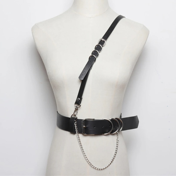 Mode Lyxbälten för kvinna Svart Pu-lädersele Midjebälte Goth Korsett Bondage Bälte Damaccessoarer Gotiska kläder belt 10 Adjustable