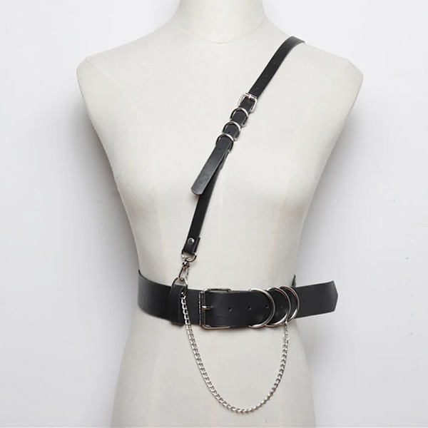 Mode Lyxbälten för kvinna Svart Pu-lädersele Midjebälte Goth Korsett Bondage Bälte Damaccessoarer Gotiska kläder belt 5 Adjustable