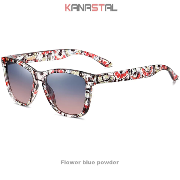 Polariserade solglasögon för kvinnor Herr Spegel Solglasögon UV400 fyrkantiga glasögon Bågar Bikini Sport Fiske Cykling Shade Glasögon Flower blue powder Other