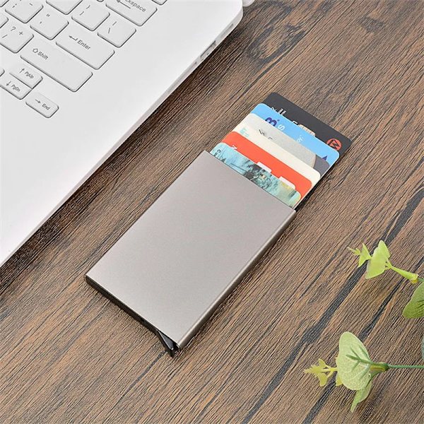 Korthållare Case Business Blå Pure Tarjetero Korthållare Pop Up-plånbok För Kvinnor Män RFID Id- case Carteira Masculina Gray