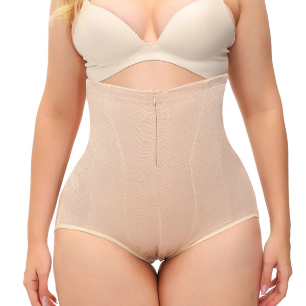 Maximal kontroll gördel kvinnor massiv spets Mesh spänne byxor formknapp hög midja underkläder Shapewear fast band Beige L