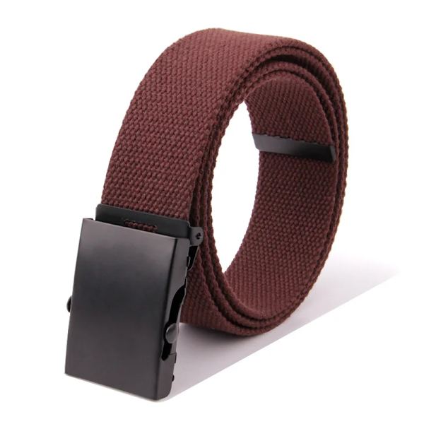 ny högkvalitativ canvasbälte män/kvinnor unisex jeansbälten metallrulle lyxiga automatiska spänne canvasväv midjebälten coffee 85cm