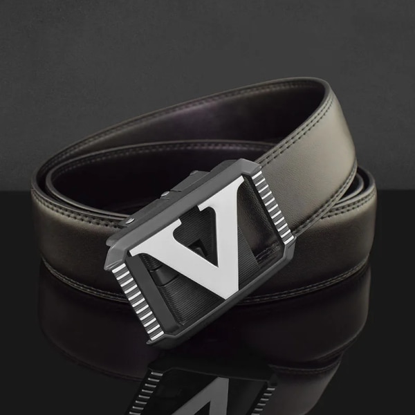 Nytt herrbälte högkvalitativt designerbälten för män Modebrev Lyxigt berömt läderbälte Jeans Njurfäste midjerem 3,5 cm Black silver buckle 110cm