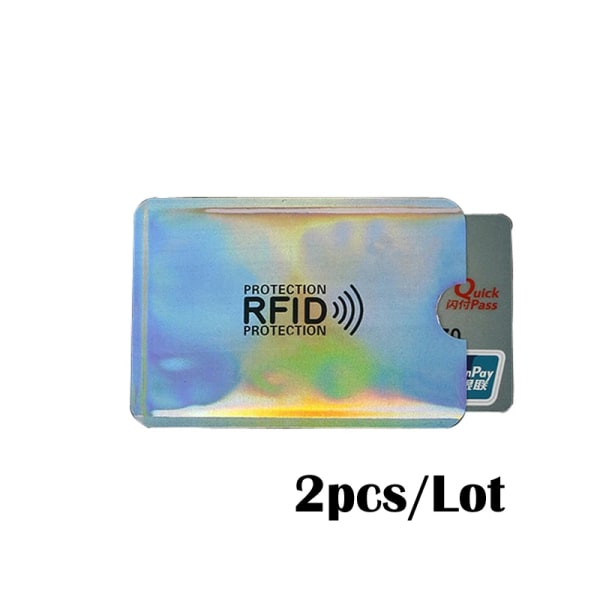 2PC Ny Anti Rfid-läsare i aluminium Blockerande Bank Kreditkortsinnehavare Skydd Ny Rfid-kortläsare Metall Kreditkortshållare Silver
