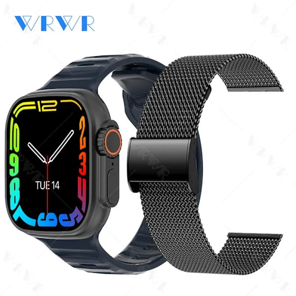 Smart Watch Ultra 2 tums HD-skärm NFC Smartwatch Bluetooth samtal Puls Sömnmonitor Series 8 Klockor för män kvinnor With Steel Strap(.1359)
