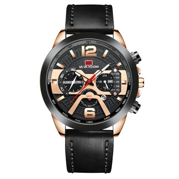 VA VA VOOM datumvisning Lyxklockor för män Vattentäta watch för män klocka Läder Casual Fashion Quartz Armbandsur Type 2