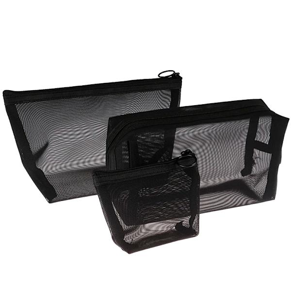 3 st/ set Casual Dragkedja Toalettartiklar Tvättväskor Smink Transparent Mesh Case Organizer Förvaringspåse Kvinnor Resekosmetikväska