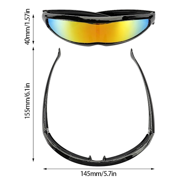 Futuristic Narrow Cyclops Visir Solglasögon Laser Glasögon UV400 Personlighet Spegellins Kostym Glasögon Glasögon Herrglasögon Black-Multicolor Other