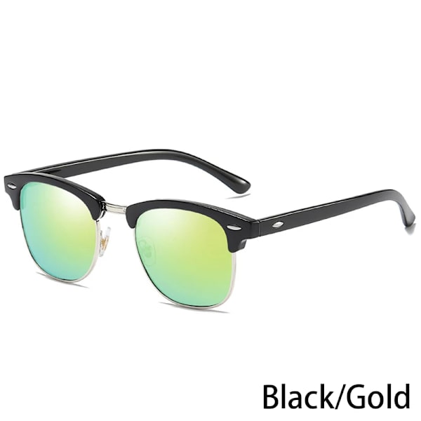 RUOBO Klassiska polariserade solglasögon för män Kvinnor Märkesdesign Körspegel Yta Lins Solglasögon Goggle UV400 Gafas De Sol Black-Gold Gold Frame
