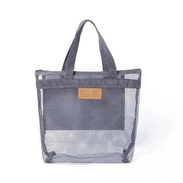 Kvinnor Beach Gym Bad Kosmetikväska Set Makeup Mesh Toalettpåsar Herr Organizer Bärbart case grey