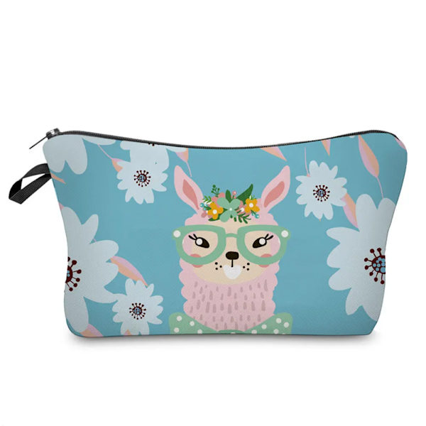 Sminkväska Värmeöverföring Härlig kosmetisk väska med print Liten toalettväska för damer och flickor Presenter Högkvalitativt case 307-19 Alpaca Bag