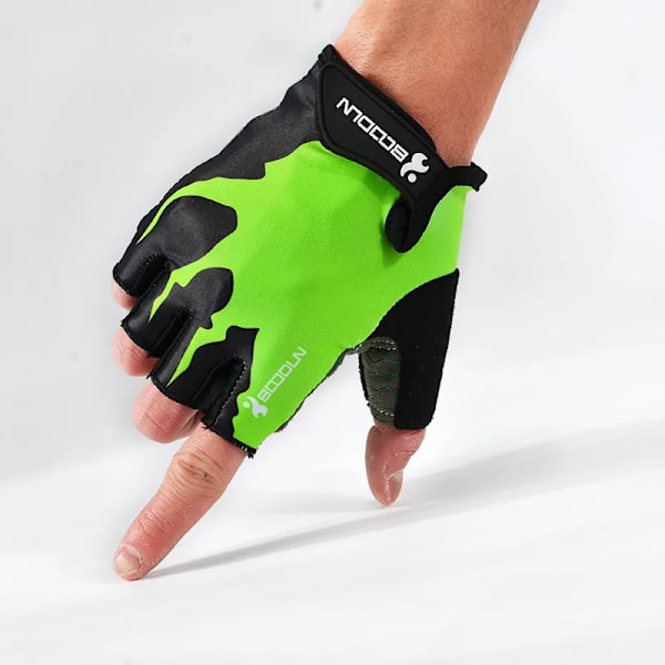 BOODUN Summer Shockproof Cykelhandskar Half Finger Outdoor MTB Road Bike Cykelhandskar Sportvante för barn Män Kvinnor Green XL