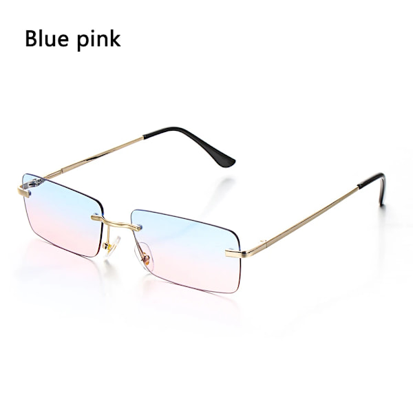 Resestil Bergsklättring Solglasögon För män Kvinnor UV400 nyanser Rektangel utan båge Glasögon Gradient Färger Glasögon Blue pink