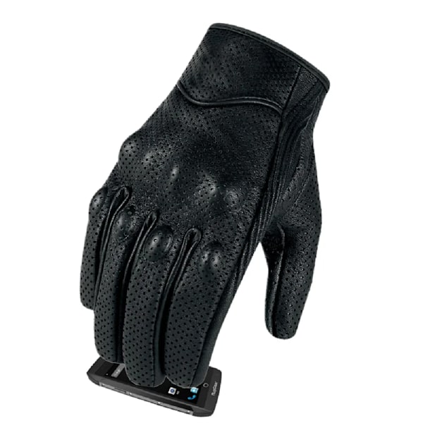 Motorcykelhandskar Herr Touch Äkta Läder Svart/Brun/Gul Cykel Racing Hel Finger Motorcykel Åkhandske Motocross Black Upgrade Mesh XXL