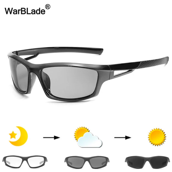 WarBLade Photochromic Solglasögon Män HD Polariserade Solglasögon Man Körglasögon Kameleontglasögon Dag Nattkörning Glasögon B1037