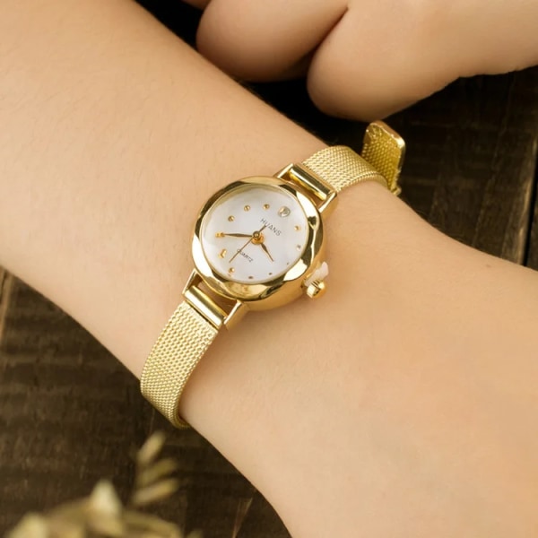 Nya Top Dam Klockor Dam Guld Casual Quartz Armband Watch Dam Metal Mesh Rostfritt Stål Klänning Klockor Relogio Feminino silver