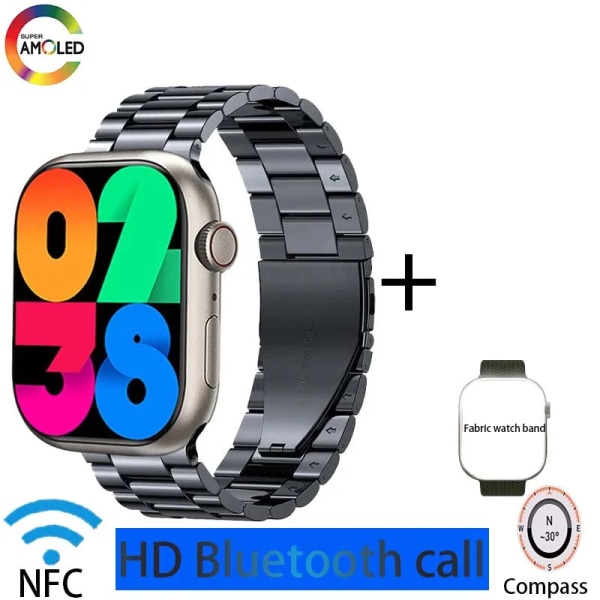 herrsmartklocka IP68 vattentät NFC Bluetooth samtal Smartwatch Series 9 AMOLED explosionssäker skärm för kvinnors smartklocka Green F HK9 PRO