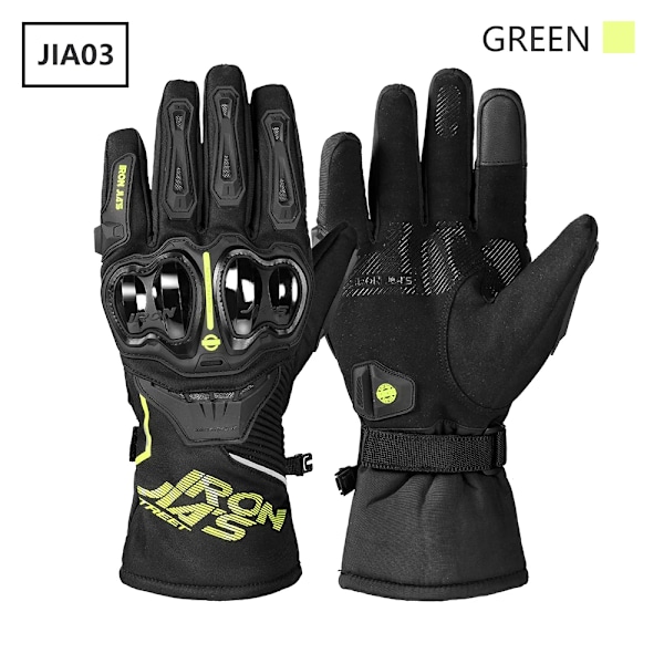 Iron Jia'S Vinter Motorcykelhandskar Varma Vattentäta Skyddande Guantes Moto Pekskärm Motorcykelkörning Motosiklet Eldiveni JIA03-Green XL