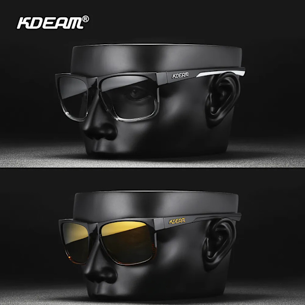 KDEAM Nya polariserade solglasögon för män fyrkantiga fotokromatiska solglasögon för kvinnor, halkfri näsdyna, kompletta tillbehör ingår C1 Mirror Gold BOX and CASE