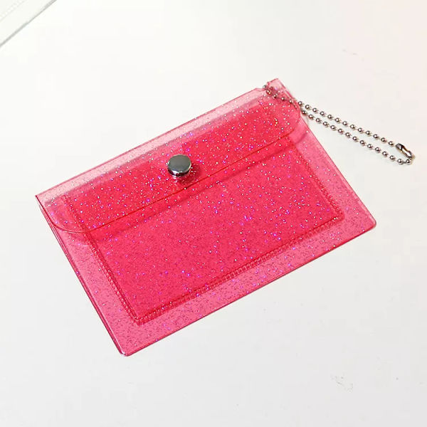 Kreditkortshållare för kvinnor Plånbok Mode Transparent Vattentät PVC-visitkortsväska Herr ID-kort Plånbok Flicka Myntväska Pink