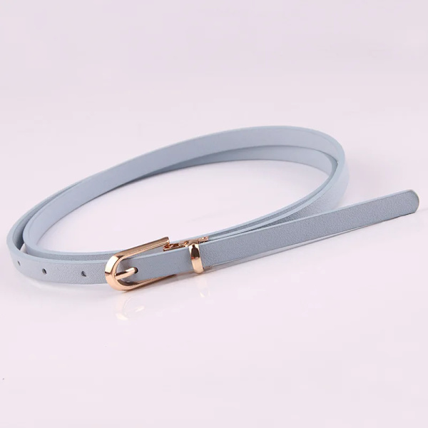Nya Dambälten Justerbart PU-läder tunt bälte för tjejer Guldspänne Klänning Byxor Designer midjeband Mager midjebälte Blue 108cm