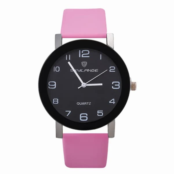 2021 Dame Sort Ur Læderrem Rustfrit Stål Analog Quartz Armbåndsur Dame Kvinde Afslappede Ure pink
