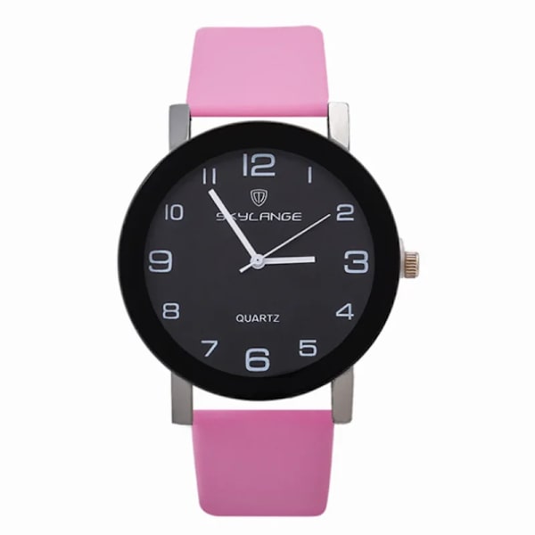 2021 Kvinnor Svart watch Läderband Rostfritt stål Analog Quartz Armbandsur Dam Kvinnliga Casual pink