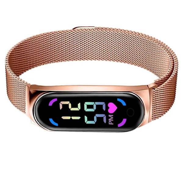 2023 Ny LED Watch Magnetisk klockarmband Vattentät Touch Feminin Klocka Mode Digitala armbandsur Silver