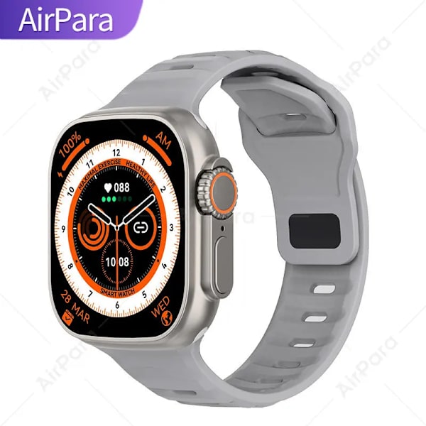AirPara Smart Watch Ultra Bluetooth Call NFC Smartwatch Wireless Charge Health Monitor Herr Dam Fitness Watches Series 8 Silver