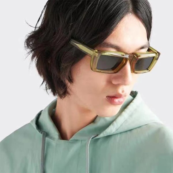 2022 Nya Y2K solglasögon för män Kvinnor Trendiga Solglasögon Goggle Man Märke Designer Fyrkantiga Glasögon Skärmar Kvinnliga Glasögon Oculos green gray AS