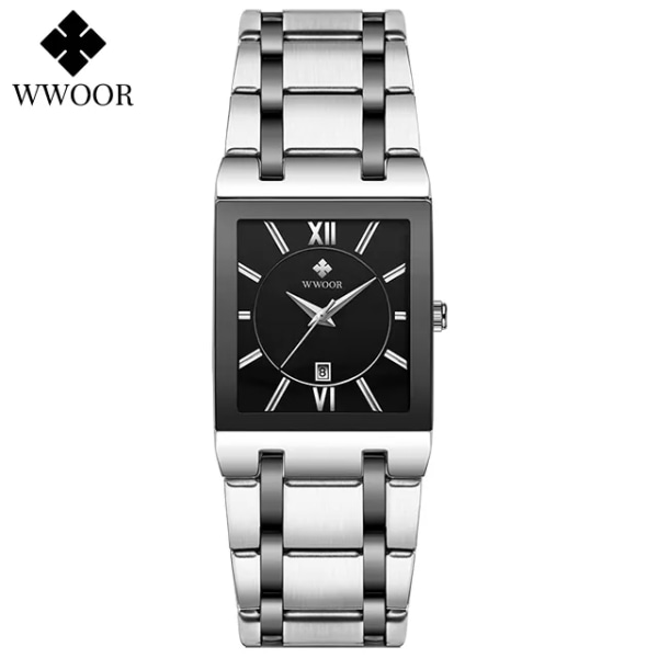 Relogio Masculino WWOOR watch herr fyrkantiga herrklockor Toppmärke Lyx gyllene kvarts rostfritt stål vattentät watch white black no box