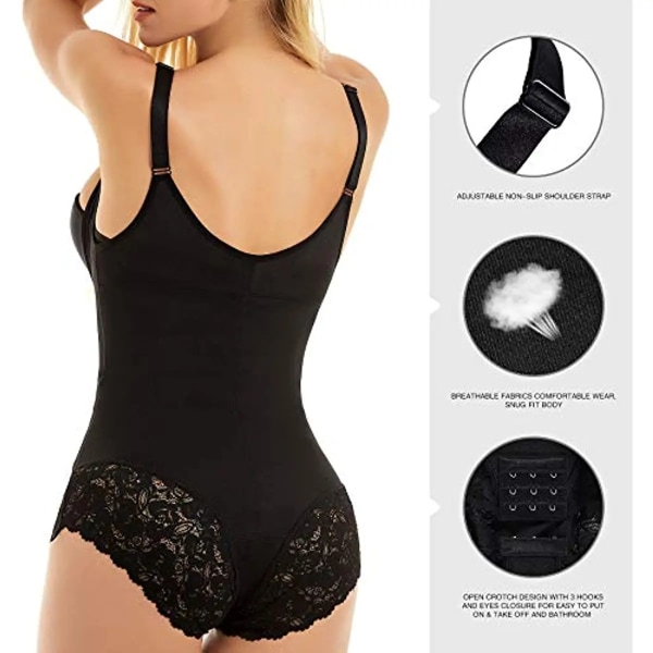 Body Shapewear Dam Waist Trainer Fajas Colombianas gördlar Dragkedja Öppen byst Bodysuit Modelleringsrem Black M